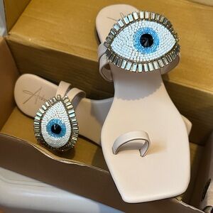 Chic Beige Evil Eye Sandals